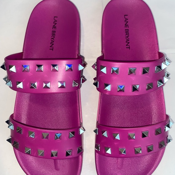 Lane Bryant Shoes - Lane Bryant Pink Studded Slide Sandals
0109